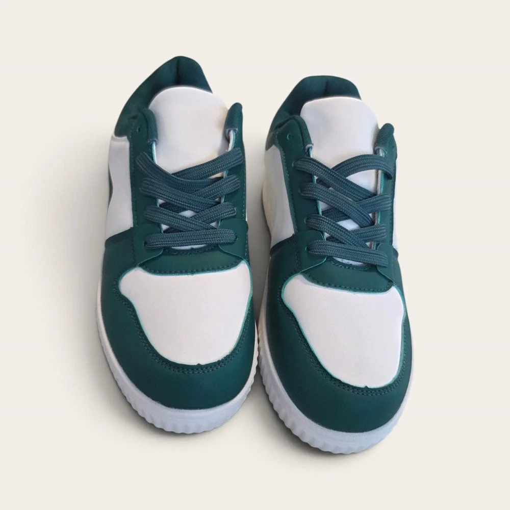 Teal & White Color Block Platform Sneaker Size 40 New Without Box